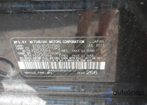 2017 Mitsubishi Outlander Sel z USA, uszkodzony, nr VIN JA4AD3A36HZ068727